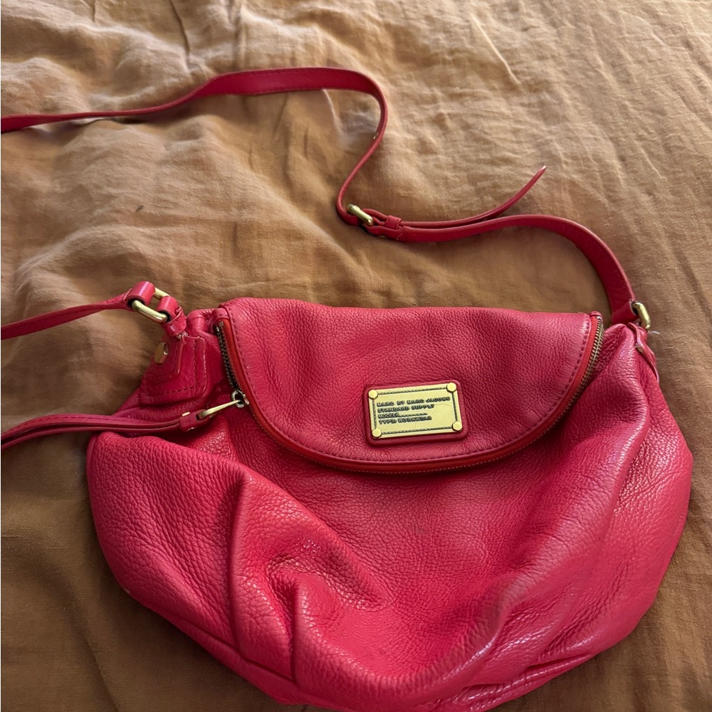 Marc by Marc Jacobs Orange/Red Pebbled Leather Crossbody with Gold Plate